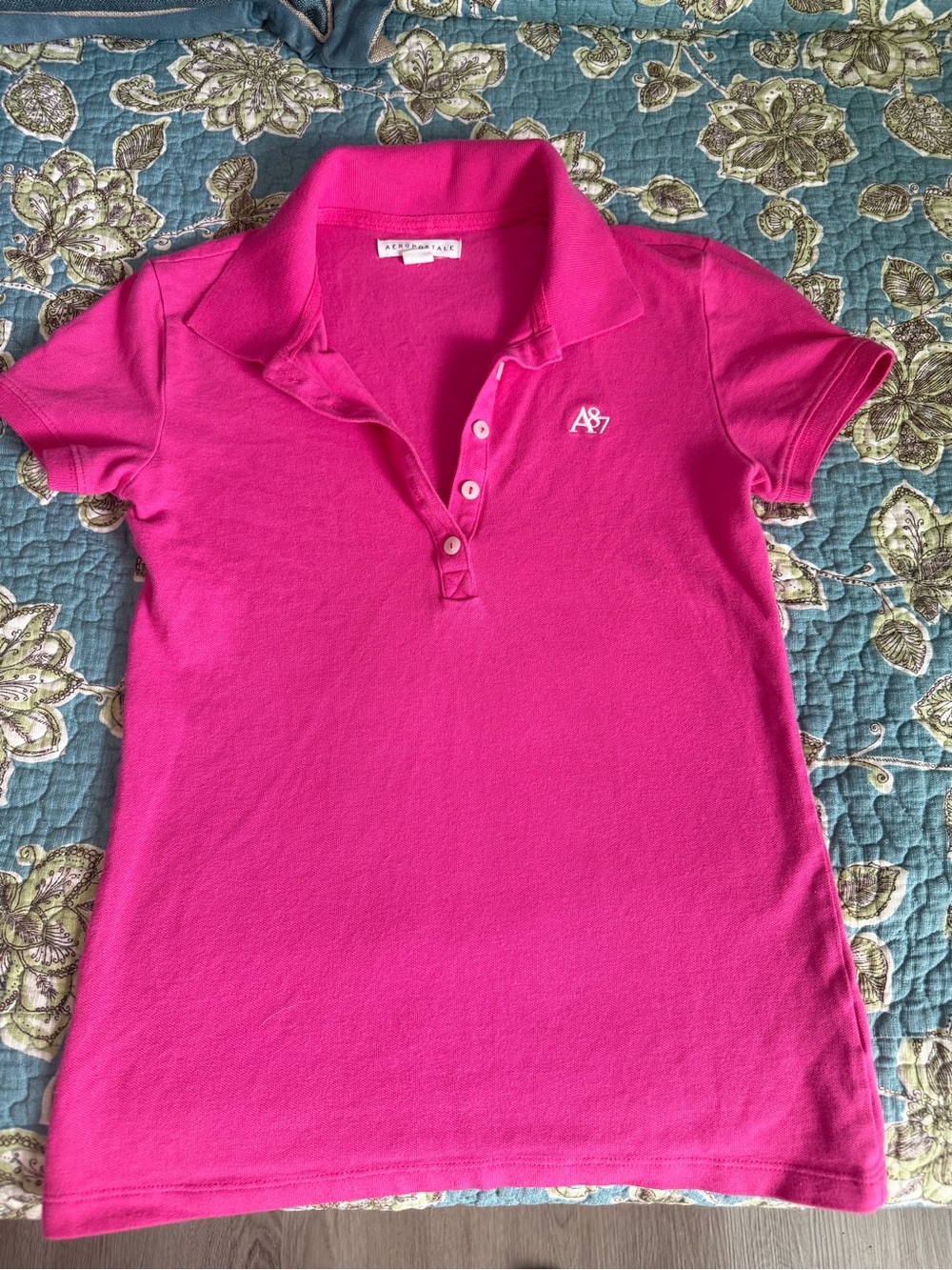 Aeropostale Girls Hot Pink Polo with A87 Logo